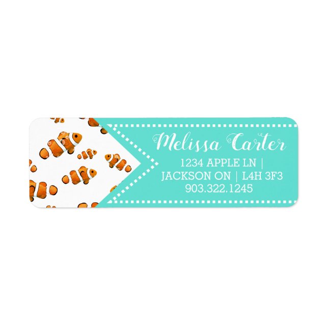 Tropiska clownfish & Bubbles Mönster Returadress Etikett (Framsidan)