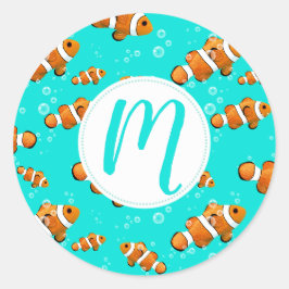 Tropiska clownfish & Bubbles Mönster Runt Klistermärke