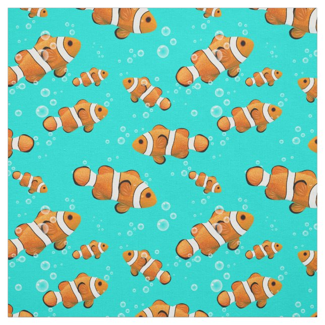 Tropiska clownfish & Bubbles Mönster Tyg (Provkarta)