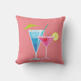 Tropiska Cocktails Summer Pillow på korall Kudde
