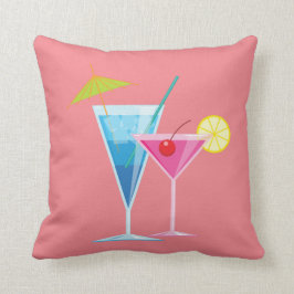 Tropiska Cocktails Summer Pillow på korall Kudde