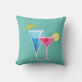 Tropiska Cocktails Summer Pillow på turkos Kudde