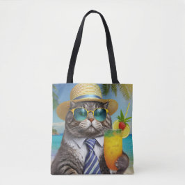 Tropiska Coolan Cat - Island Vibes Tote Bag Tygkasse