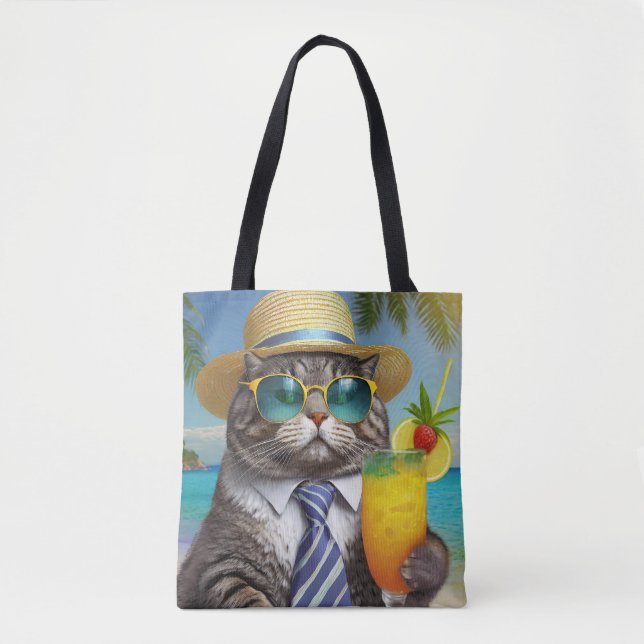 Tropiska Coolan Cat - Island Vibes Tote Bag Tygkasse (Framsida)