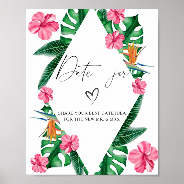 Tropiska dejtingsnattstips. Datumkruka bröllopsspe Poster (Framsidan)