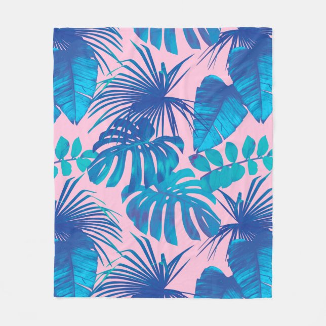 Tropiska digitala pappra rand-stjärnor fleecefilt (Framsidan)