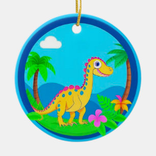 Tropiska dinosauriebarn julpresent roligt julgransprydnad keramik
