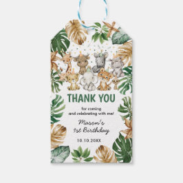 Tropiska djur från vilda partier Jungle Birthday F Presentetikett
