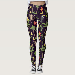 Tropiska djur sömlösa mönster apa & macaw leggings