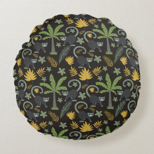 Tropiska djur sömlösa mönster-apan handflatan träd rund kudde