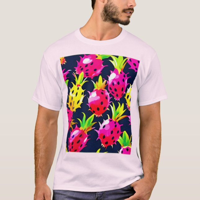 Tropiska Dragon Fruit Fiesta T Shirt (Framsida)