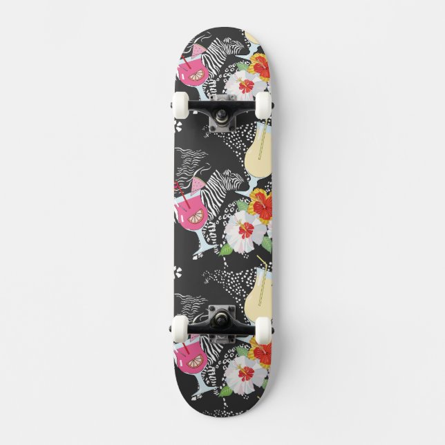Tropiska drycker med djur skateboard bräda 19,5 cm (Framsida)