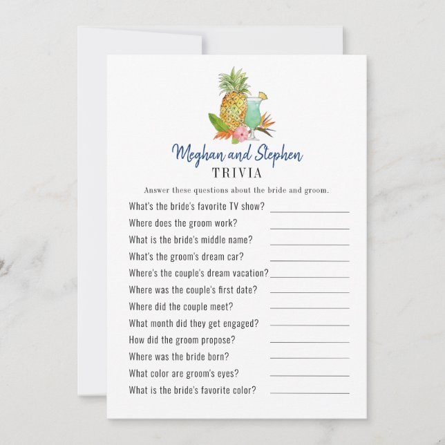 Tropiska drycker Parppels Trivia-spel Inbjudningar (Framsida)