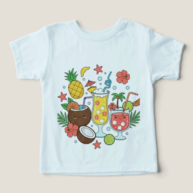 Tropiska Drycker Sommar Cocktail Barn T-Shirt (Design Framsida)