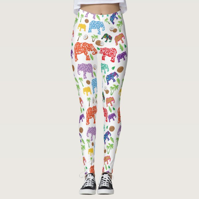 Tropiska elefanter leggings (Framsida)