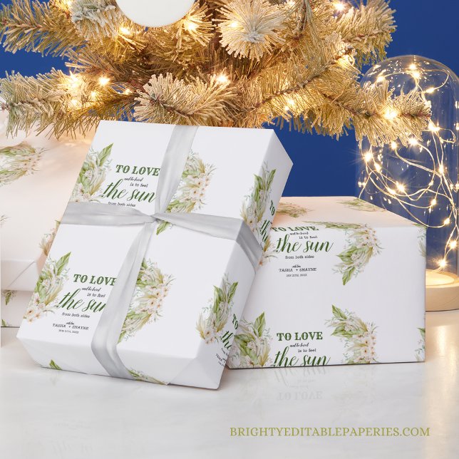 Tropiska Eleganten Bohemian Pampas Grass Presentpapper (Wrap your gifts in style with our Tropical Elegant Bohemian Pampas Grass Wrapping Paper 🎁🌴)