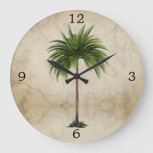 Tropiska Eleganten handflatan Träd Vintage Stor Klocka