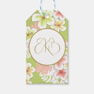 Tropiska Eleganter vid Monogram födelsedag Presentetikett