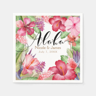 Tropiska Exotiska Blommor Elegant Hawaiiansk Aloha Pappersservett