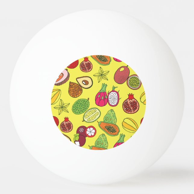 Tropiska exotiska frukter, handritade Mönster Pingisboll (Framsidan)