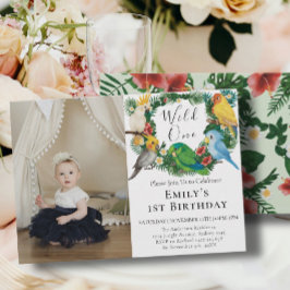 Tropiska exotiska Vilder en första födelsedagsflic Inbjudningar