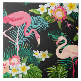 Tropiska fågelblommor Flamingo Watery Ligcape Kakelplatta