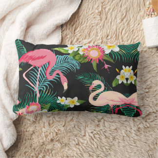 Tropiska fågelblommor Flamingo Watery Ligcape Lumbarkudde