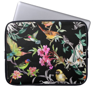 Tropiska fågelblommor: Vattenfärg Mönster Laptop Fodral