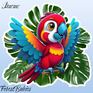 Tropiska fågeln Macaw Parrot, 🦜 Klistermärken