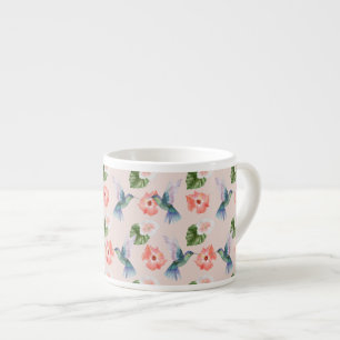 Tropiska fågelserien: Hummingbird Design 4-vävnad Espressomugg