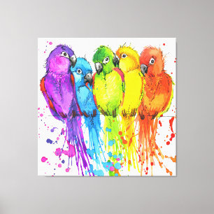 Tropiska fåglar av en Feather Canvas Art
