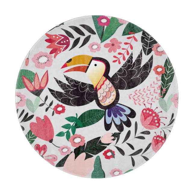 Tropiska fåglar, blommigt Dodle mönster. (Framsidan)