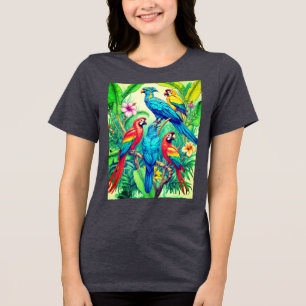 Tropiska Fåglar Botanisk Illustration T Shirt
