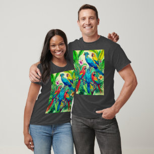 Tropiska fåglar Botaniskt Illustration T Shirt