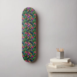 Tropiska Fåglar Djungeldrömmar Sömlös Yta Mønster Mini Skateboard Bräda 18,5 Cm