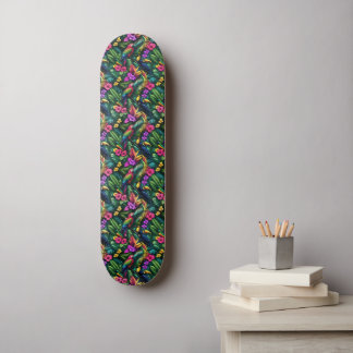 Tropiska Fåglar Djungeldrömmar Sömlös Yta Mønster Mini Skateboard Bräda 18,5 Cm