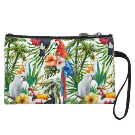 Tropiska fåglar för vattenfärg och lövverkmönster kuvertväska