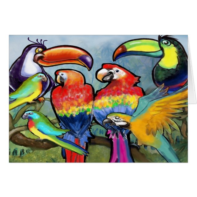 Tropiska fåglar hälsningskort (Framsidan Horizontal)