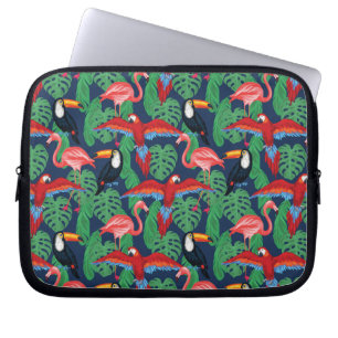 Tropiska fåglar i ljusa färger laptop sleeve