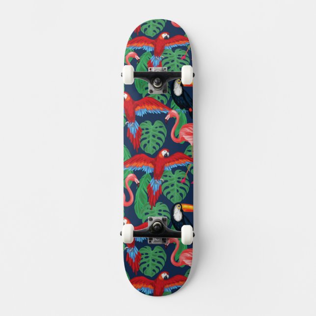 Tropiska fåglar i ljusa färger skateboard bräda 21,5 cm (Framsida)