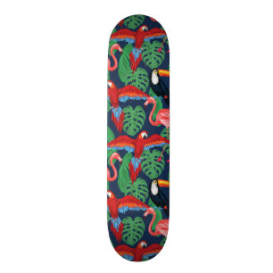 Tropiska fåglar i ljusa färger skateboard bräda 21,5 cm