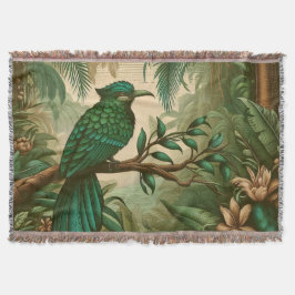 Tropiska fåglar i Lush Grönt Jungle 2 Filt