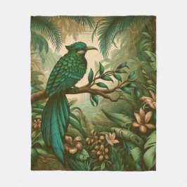 Tropiska fåglar i Lush Grönt Jungle 2 Fleecefilt
