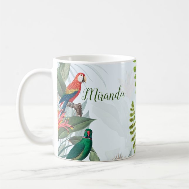 Tropiska fåglar Parrots & Foliage Kaffemugg (Vänster)