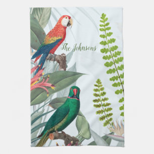 Tropiska fåglar Parrots & Foliage  Kökshandduk