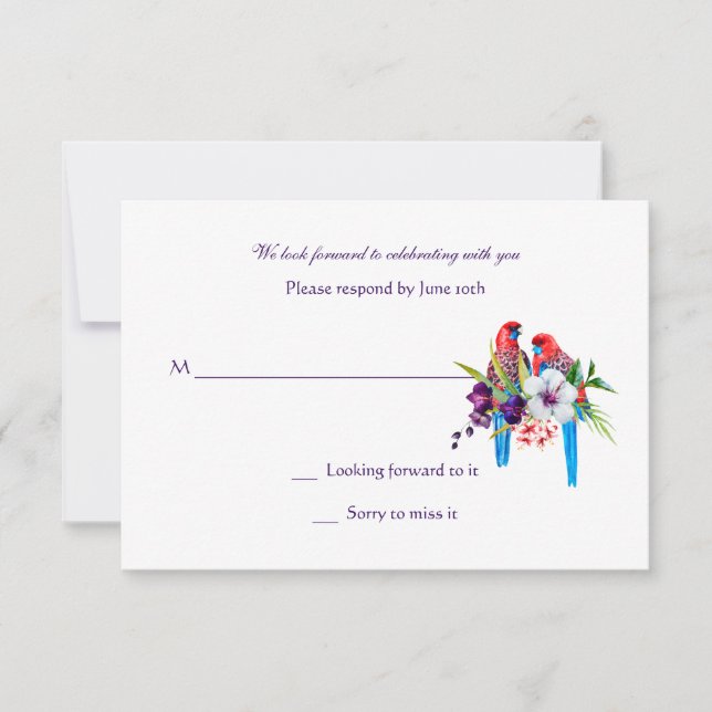 Tropiska Fåglar Svarskort Inbjudningar (Framsida)