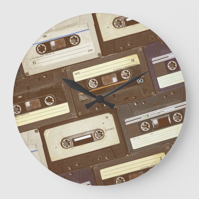 Tropiska fåglar: Vintagen Toucans & Parrots Stor Klocka (Framsida)