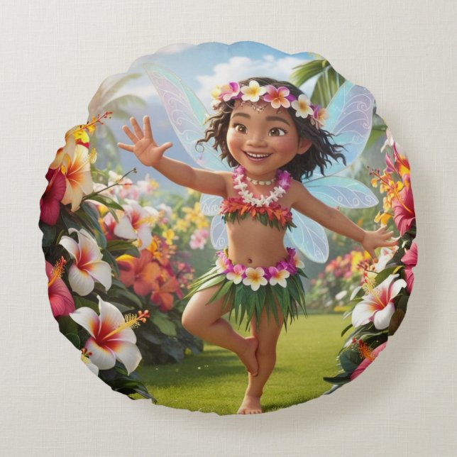 Tropiska Fairy Rund Kudde (Framsidan)