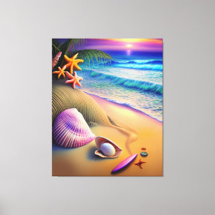 Tropiska Fantasy Beach Sunset Canvastryck
