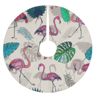 Tropiska Fantasy: Flamingo Löv Mönster Julgransmatta Borstad Polyester
